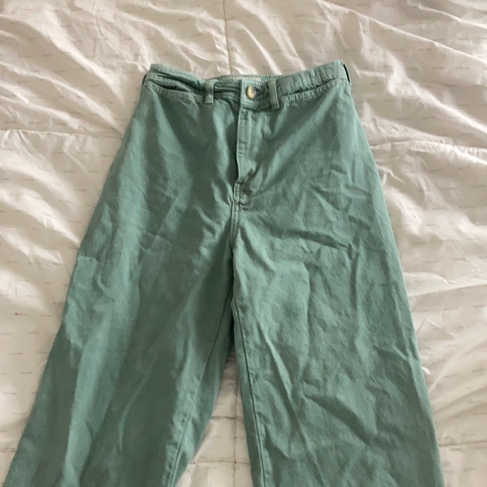 Free people green Flared high waisted pants